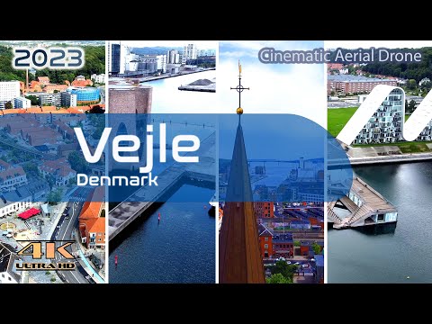 Vejle From Above - 4K Aerial Drone - Sankt Nicolaj Kirke - Fjordenhus - The Wave - 2023 Denmark