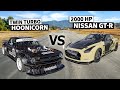 2 000hp 6 Second Nissan GT R Kimbo Vs Lia Block S 1400hp AWD Mustang NO PREP Drag Race