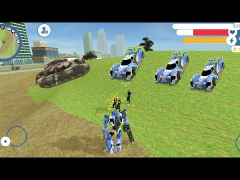 Supercar Robot (Super Car Robot Fight on Huge Blue Robot Car) Police Fight on Mound - GamePlay HD