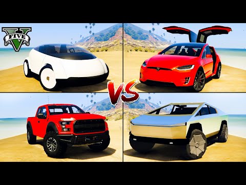 Apple Car vs Tesla CyberTruck vs Tesla Model X vs Ford Truck - GTA 5 Which Car is best?