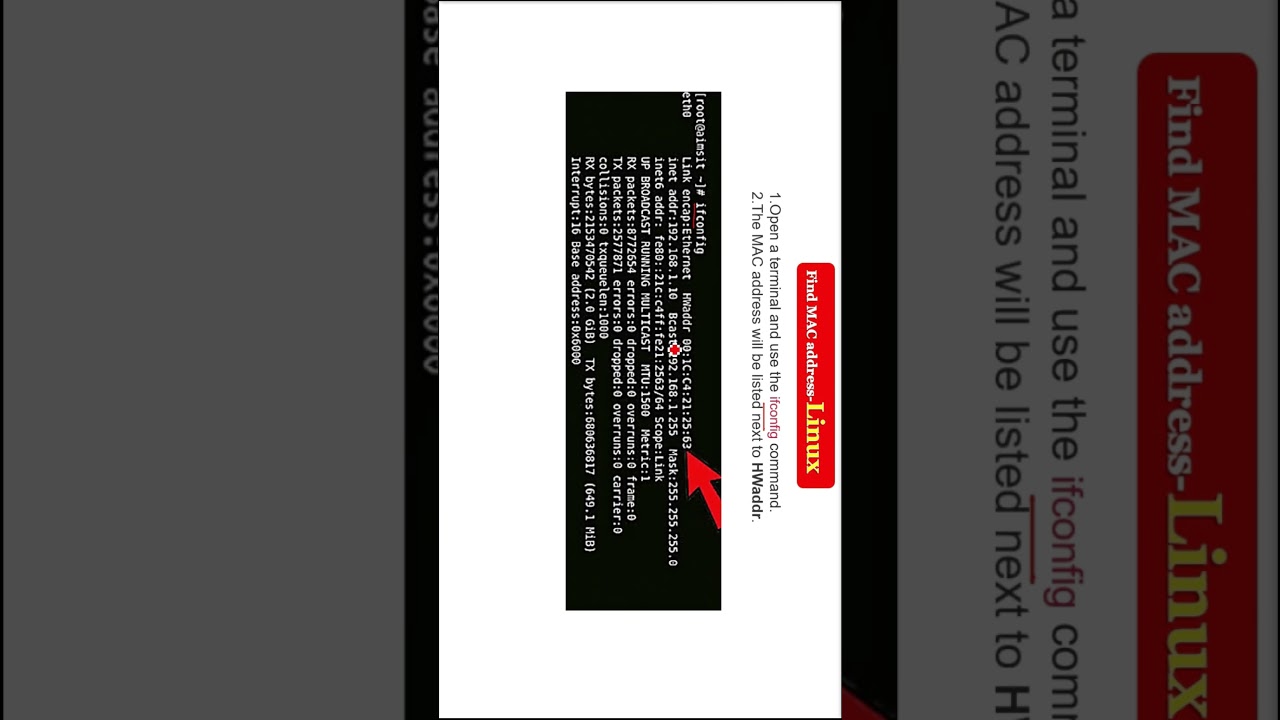 How to find MAC address, Find MAC address Linux