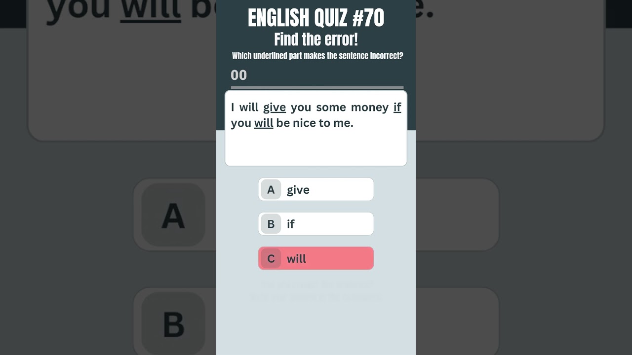 English Error Correction Quiz 70