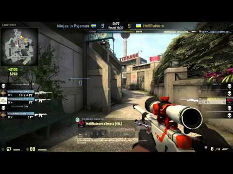 HellRaisers.s1mple AWP/AK clutch 1v4 vs NiP @ ESWC 14