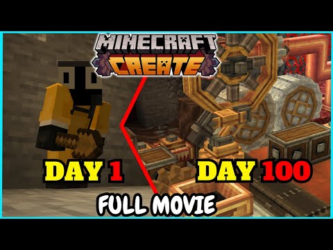 FULL MOVIE I Survived 100 days with Create Mod in Skyblock Minecraft - FTB STONEBLOCK