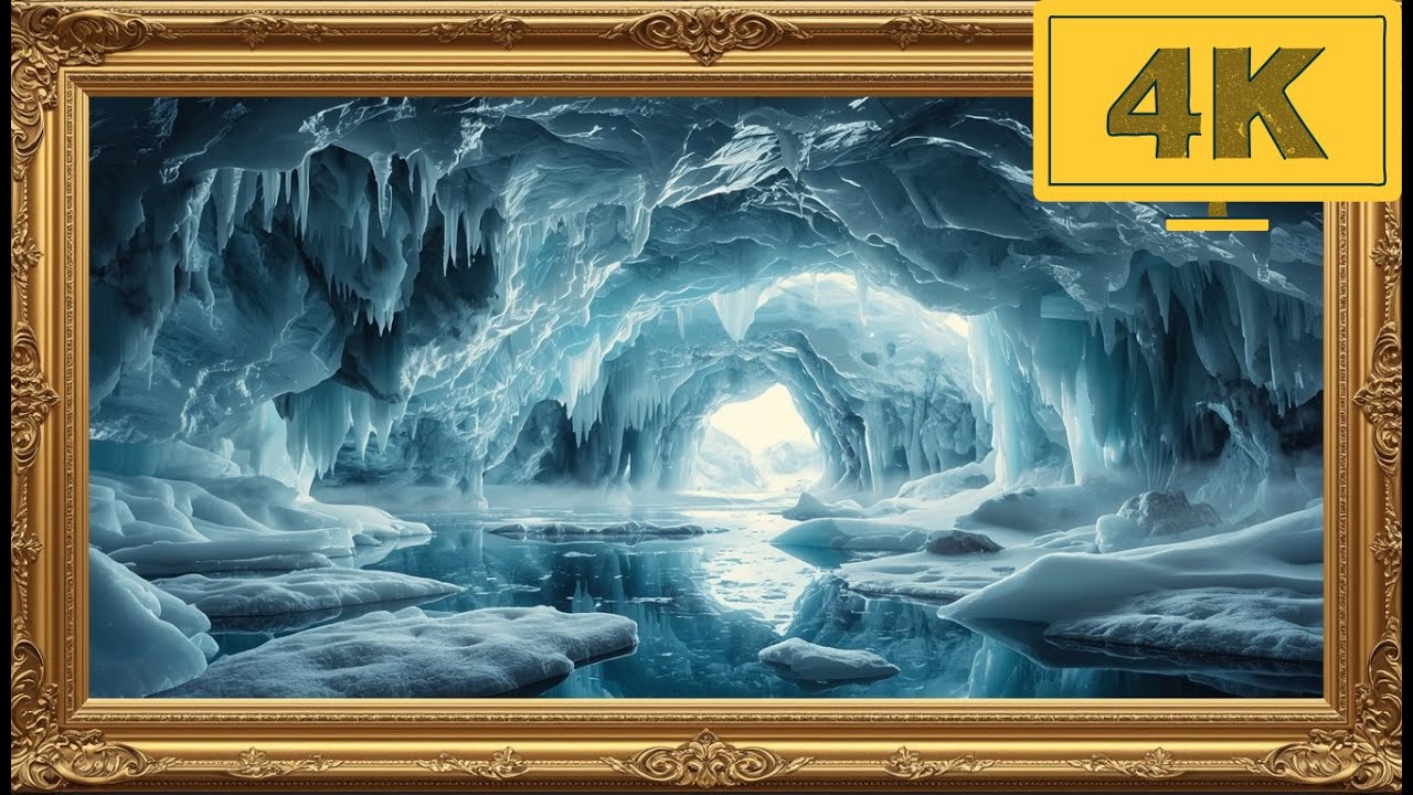 4K TV WALLPAPER Frozen Ice Cave with Crystal Waters | Magical Arctic Landscape Art