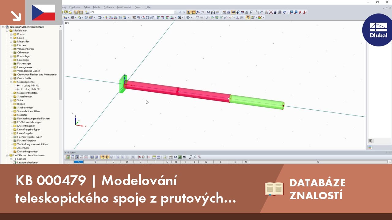 KB 000479 | Modelování teleskopického spoje z prutových prvků