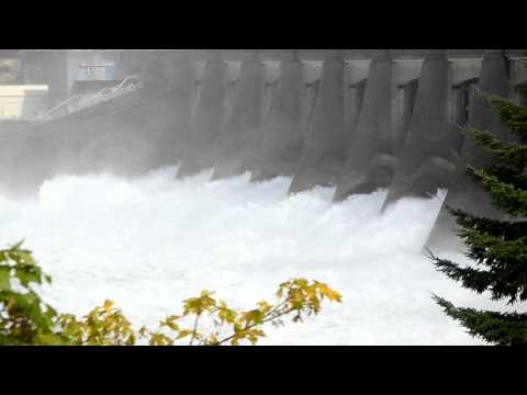 Bonneville Dam Floodgates fully open