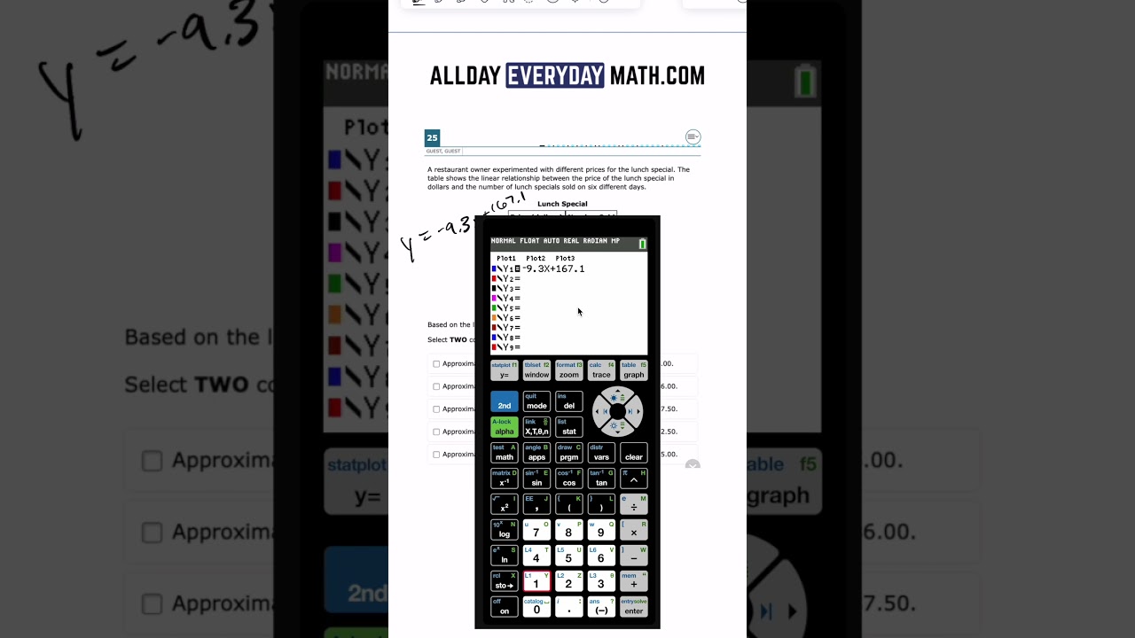 2025 Algebra 1 EOC - Problem 25