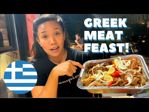GREEK MEAT FEAST! Gyro World Astoria | Gyro, Souvlaki, Bifteki, Halloumi & SUPER CRUNCHY Onion Rings