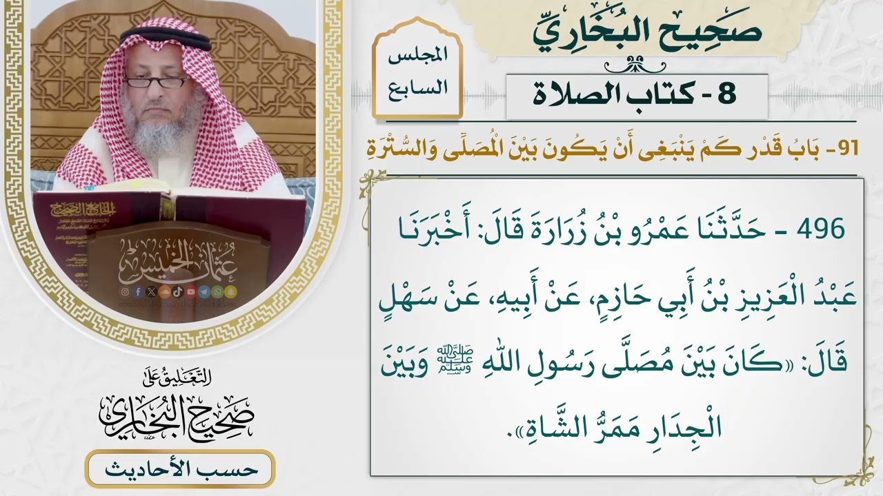 [496] حديث: كان بين مصلى رسول الله وبين الجدار ممر الشاة [كتاب الصلاة]