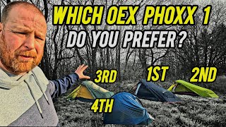 4 different designs of the oex phoxx 1 tents.