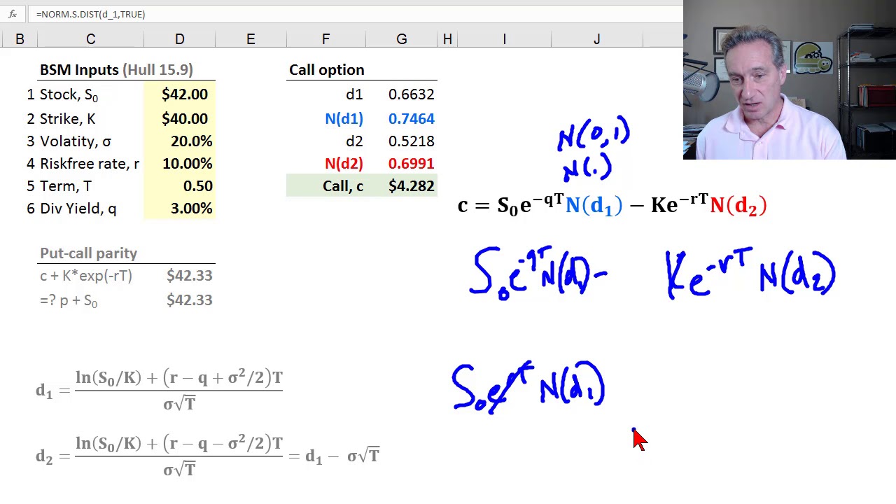 How to interpret N(d1) and N(d2) in Black Scholes Merton (FRM T4-12)