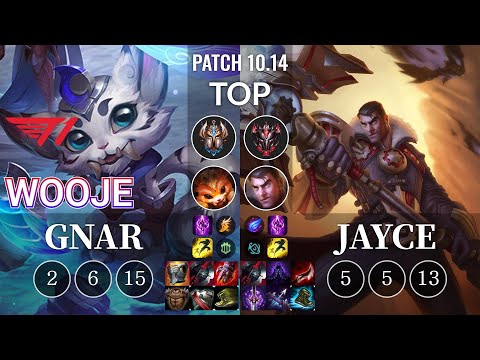 T1 Wooje Gnar vs Jayce Top - KR Patch 10.14