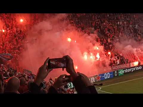 SK Slavia Praha vs. 1. FC Union Berlin, 16. September 2021, Pyro+Choreo+Support