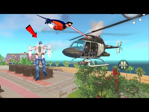 Rope Hero: Vice Town (Rope Hero Destroyer Helicopter thru Eyes Laser) Rope Hero Fly on Helicopter