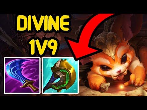 1V9 DIVINE SUNDERER BUILD ON GNAR!!! Season 11 Gnar Gameplay