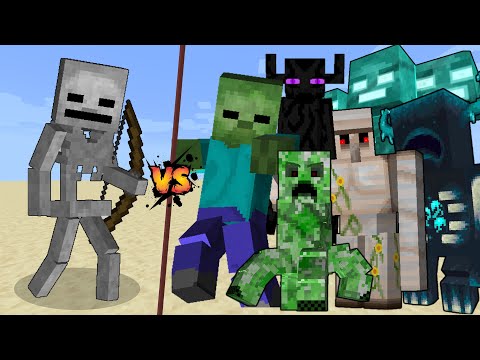 Titan Skeleton vs All Titans in Minecraft - Titan Skeleton vs Titan Mobs - Minecraft Mob Battle