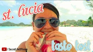 ST LUCIAN FOOD CANDY TASTE TEST | ST LUCIA | VIVIAN REACTS