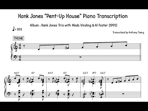 Hank Jones "Pent Up House" Piano Transcription