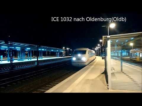 Bremen Hbf: Fernverkehr bei Nacht mit ICE 2, ICE-T und IC