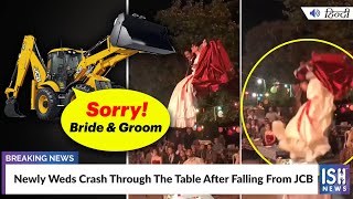 Newly Weds Crash Through The Table After Falling From JCB