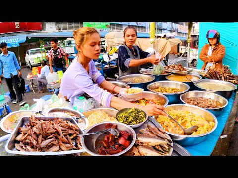 Cambodia Best Evening Street Food - Roasted Duck, Chicken, Pork Rib, Egg Fried Rice, Snack, & More