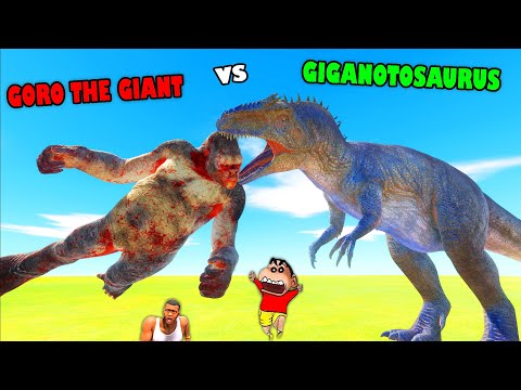 GIGANOTOSAURUS vs GORO THE GIANT and ALL UNITS in Animal Revolt Battle Simulator with SHINCHAN CHOP