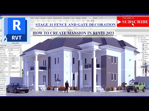 HOW TO CREATE A COMPLETE MANSION HOUSE IN REVIT 2023 STAGE 11 FENCE AND GATE DECORATION