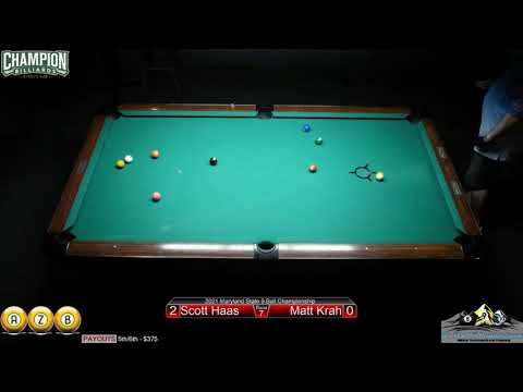 2021 Maryland State 9 Ball Championship - Day 1 - Matt Krah vs. Scott Haas