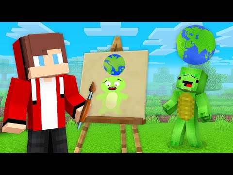 JJ and Mikey Use DRAWING MOD to PLANET PRANK in Minecraft (Maizen)