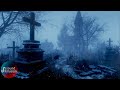 Winter Graveyard Sounds | Misty Cemetery | Halloween
