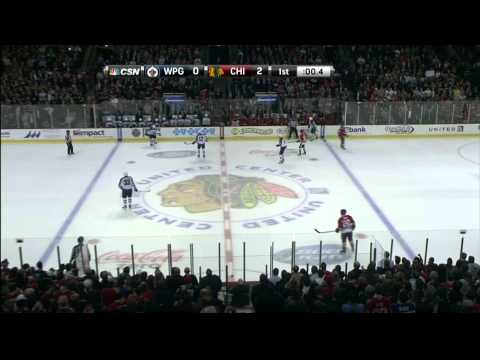 Patrick Kane wrist shot goal 2-0 Winnipeg Jets vs Chicago Blackhawks 11/6/13 NHL Hockey.