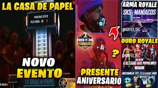 EVENTO DA SERIE LA CASA DE PAPEL, PREMIAĂĂO DO 3Âș ANIVERSĂRIO DO FREE FIRE, DUNK MASTER POR OURO!