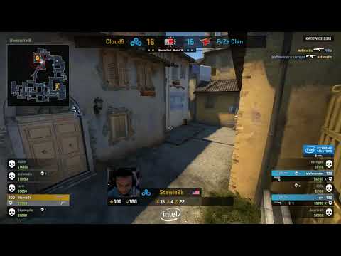 C9 Stewie2k 1v2 clutch (vs FaZe Map3 Inferno IEM Katowice 2018 Quarter-Final)