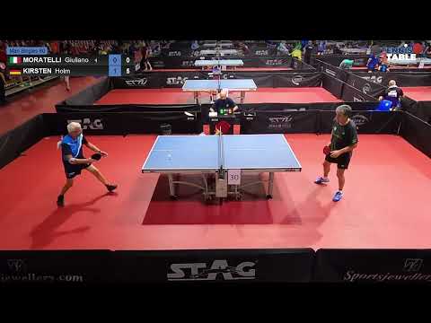 MORATELLI Giuliano vs KIRSTEN Holm - Championnats d'Europe Vétérans 2022 de tennis de table Rimini