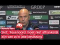'Er werd uitgelegd dat het ONSPORTIEF SPEL was' | Feyenoord-trainer Slot reageert op afgekeurde goal