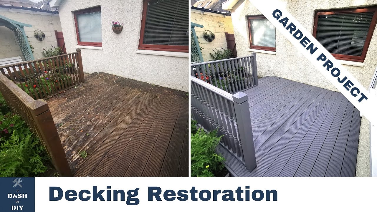 Watch video Decking Restoration using Cuprinol Anti-Slip Decking Stain (Silver Birch) Now Decking Restoration using Cuprinol Anti-Slip Decking Stain (Silver Birch)