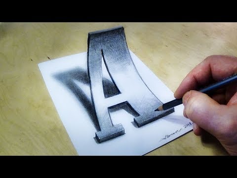 Only One Pencil - How to Draw 3D Letter A in Western Style Font