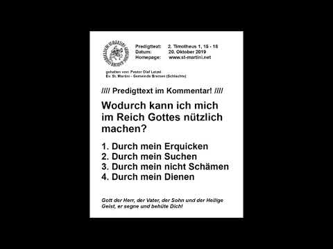20.10.2019 - Wodurch kann ich mich im Reich Gottes nützlich machen?