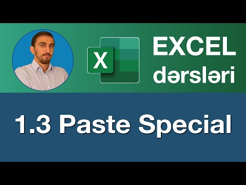 Excel dərsləri - 1.3.Paste Special menyusu | Excel paste options | CTRL+ALT+V | Excel 2026 Lesson