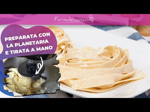 Homemade Italian egg pasta with planetary mixer