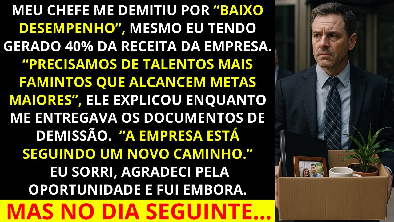 Meu chefe me demitiu por "baixo desempenho", apesar deu gerar 40% da receita. Mas no dia seguinte...