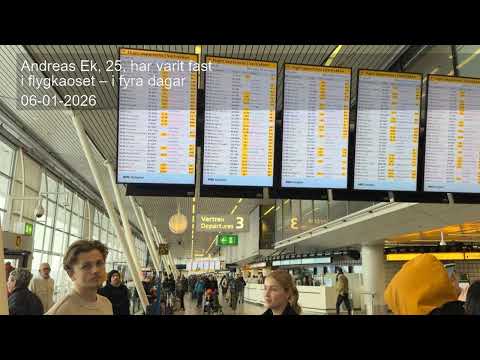 Andreas Ek, 25, har varit fast i flygkaoset – i fyra dagar