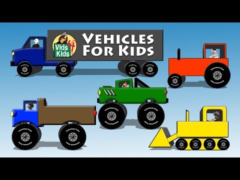 Vehicles For Kids - Truck Tractor Car Bulldozer Bus Motorcycle For Children