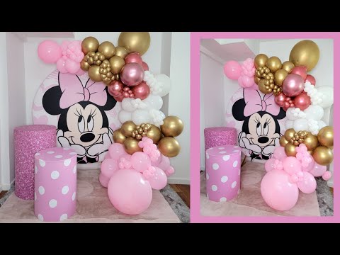 COMO HACER UN ARCO DE GLOBOS E INSTALARLO EN UN  PANEL CIRCULAR / DECORACION DE MINNIE MOUSE