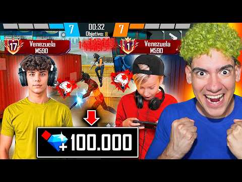 SE ENFRENTAN en PVP 1 VS 1 EL NIÑO DE 11 AÑOS TOP 1 y el TOP 17 en FREE FIRE x DIAMANTES - TheDonato