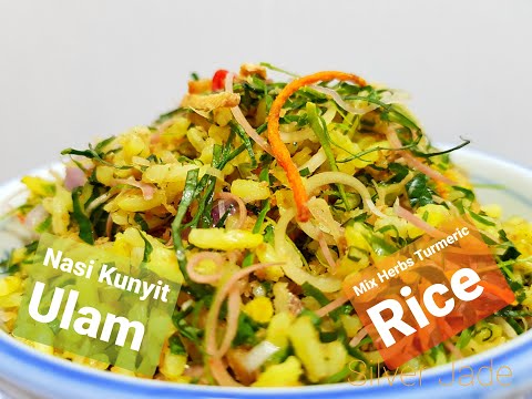 Nasi Ulam Nyonya (Nasi Kunyit) | Nyonya Style Mix Herbs Rice (Turmeric Rice)