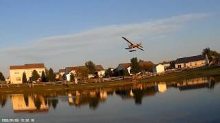 flying my little cub on my sisters pond