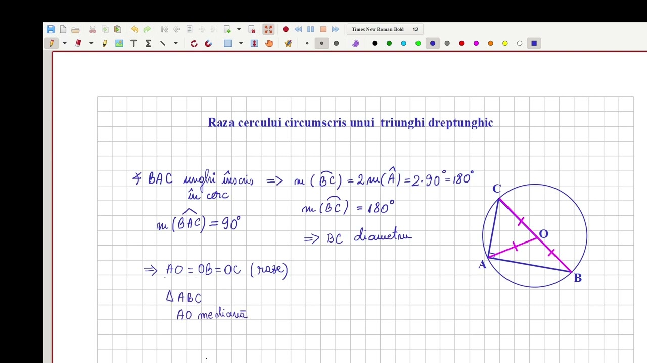 Cum determin?m raza cercului circumscris unui triunghi dreptunghic.