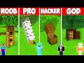 Minecraft Battle: NOOB vs PRO vs HACKER vs GOD! SECRET INSIDE TREE BASE BUILD CHALLENGE in Minecraft